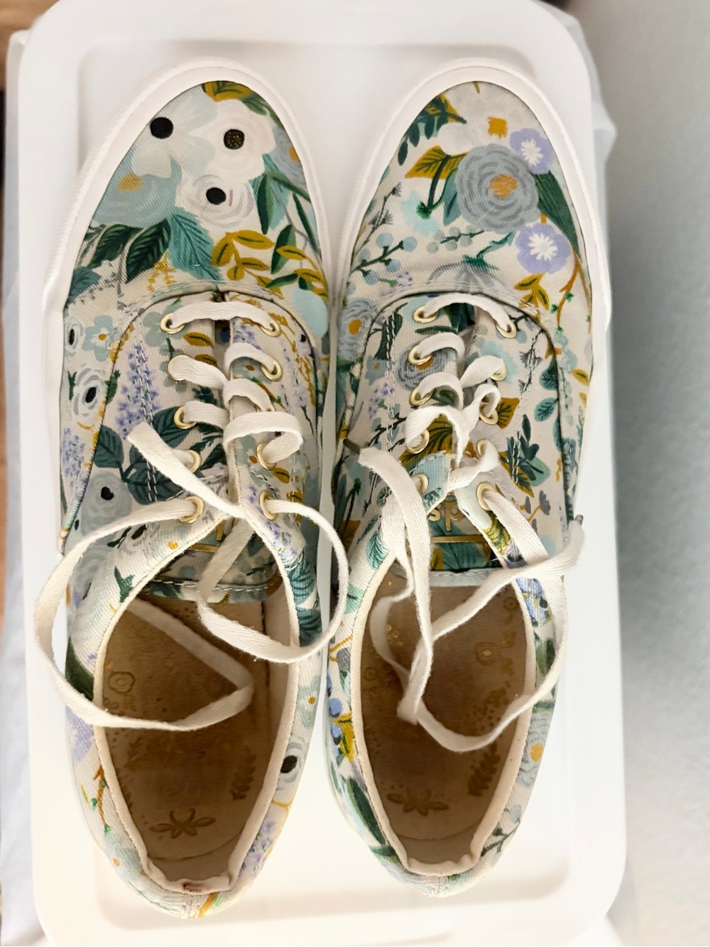 EUC Keds x Rifle Paper Co. Anchor Sneakers in Garden Party Grey - Picture 5 of 10